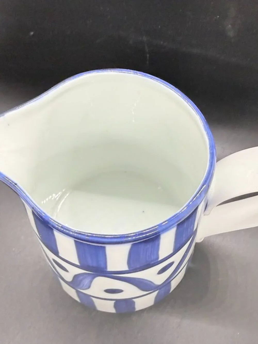 Vintage Dansk Arabesque Pitcher 40oz Abstract Geometric Blue White Japan Mark